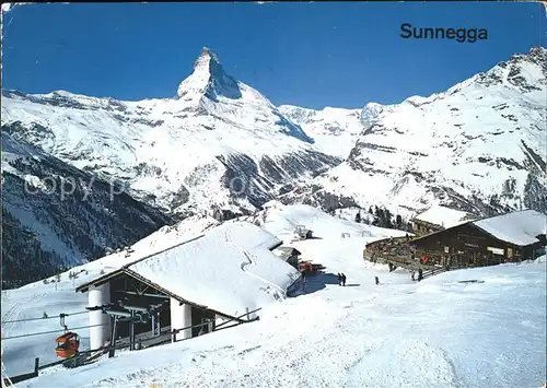 Sunnegga Restaurant Bergstation mit Matterhorn Skigebiet Kat. Sunnegga