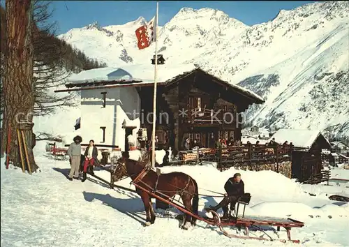 Saas Fee Restaurant Schaeferstube Pferdeschlitten Kat. Saas Fee