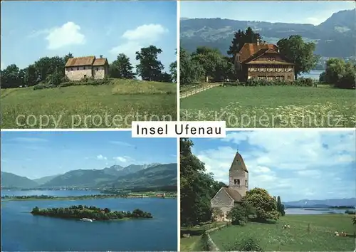 Insel Ufenau Kapelle Gasthaus Gesamtansicht Kirche Kat. Pfaeffikon SZ