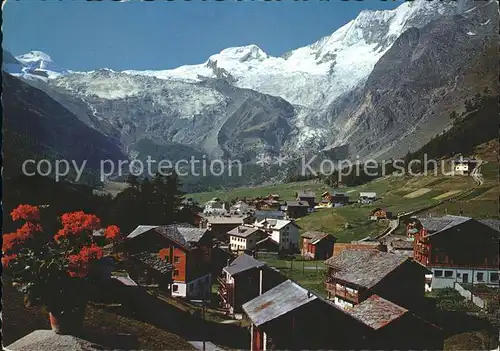 Saas Fee mit Feegletscher Allalinhorn Taeschhorn Kat. Saas Fee