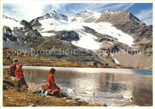 Bernina Hospiz mit Lago della Crocetta und Piz Cambrena Kat. Bernina