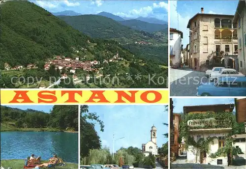 Astano Panorama Kirche See Dorfpartien Kat. Astano