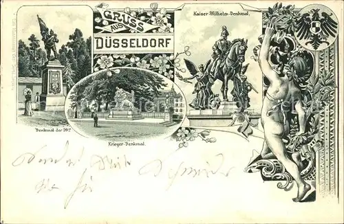 Duesseldorf Denkmal der 39er Kaiser Wilhelm und Kriegerdenkmal Kat. Duesseldorf