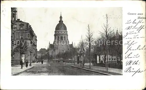 Mainz Rhein Kaiserstrasse mit Christuskirche / Mainz Rhein /Mainz Stadtkreis