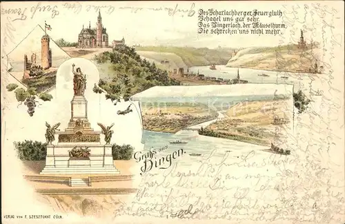 Bingen Rhein Nahemuendung Nationaldenkmal Niederwald Rochuskapelle Burg Ehrenfels Kat. Bingen am Rhein