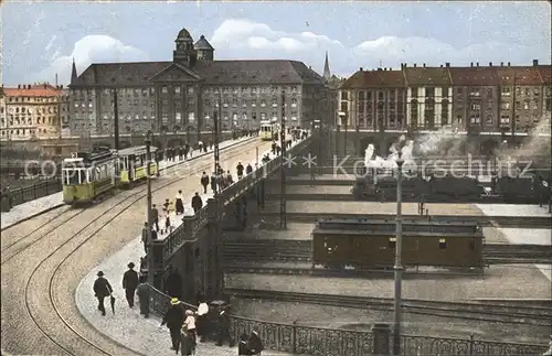 Ludwigshafen Rhein Stadthaus Nord Viadukt Strassenbahn Dampflokomotive Kat. Ludwigshafen am Rhein