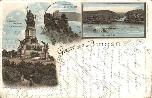 Bingen Rhein Nahemuendung Schloss Rheinstein Nationaldenkmal Niederwald Deutsche Reichspost Kat. Bingen am Rhein