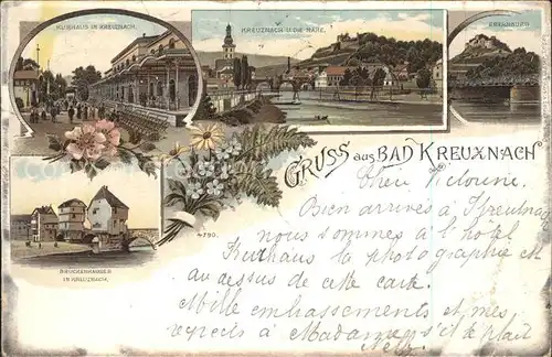 Bad Kreuznach Kurhaus Nahe Bruecke Ebernburg Brueckenhaeuser Blumen Kat. Bad Kreuznach