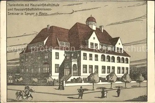 Speyer Rhein Marienheim Hauswirtschaftsschule Illustration Kat. Speyer