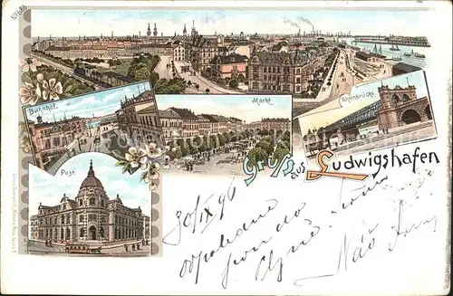 Ludwigshafen Rhein Totalansicht Bahnhof Markt Rheinbruecke Post Kat. Ludwigshafen am Rhein