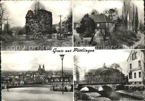 Puettlingen Saarland Hexenturm Stadtbild mit Kirche Bruecke / Puettlingen /Saarbruecken Stadtkreis