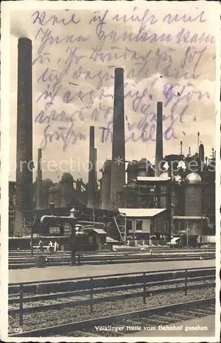 Voelklingen Huette vom Bahnhof gesehen Roechling sche Eisen und Stahlwerke Industrie Kat. Voelklingen