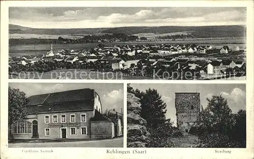 Rehlingen Siersburg Totalansicht Siersburg Burgruine Gasthaus Saareck Kat. Rehlingen Siersburg