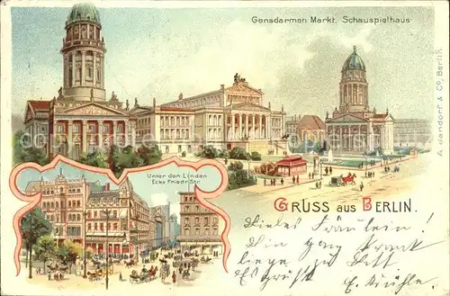 Berlin Gendarmenmarkt Schauspielhaus Unter den Linden Friedrichsstrasse Reichspost Kat. Berlin