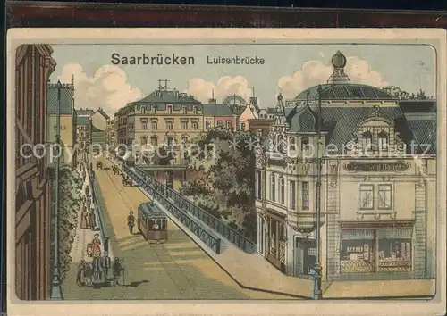 Saarbruecken Luisenbruecke Strassenbahn Illustration Kat. Saarbruecken