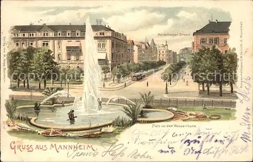 Mannheim Platz vor dem Wasserturm Fontaene Heidelberger Strasse Kat. Mannheim