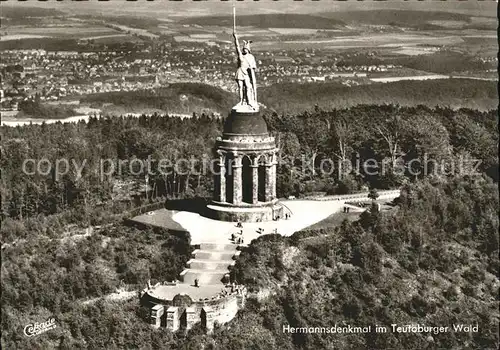 Detmold Hermannsdenkmal Fliegeraufnahme Kat. Detmold