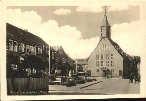 Schmiedefeld Rennsteig Dorfpartie mit Kirche Kat. Schmiedefeld Rennsteig