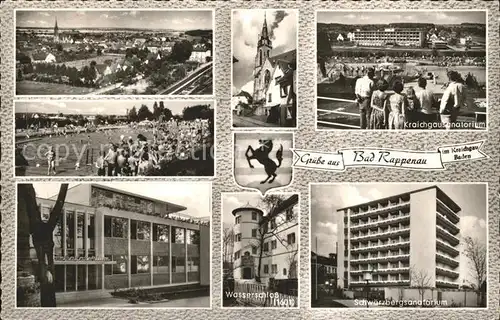 Bad Rappenau Panorama Kirche Kraichgausanatorium Halle Wasserschloss Schwaerzbergsanatorium Kat. Bad Rappenau