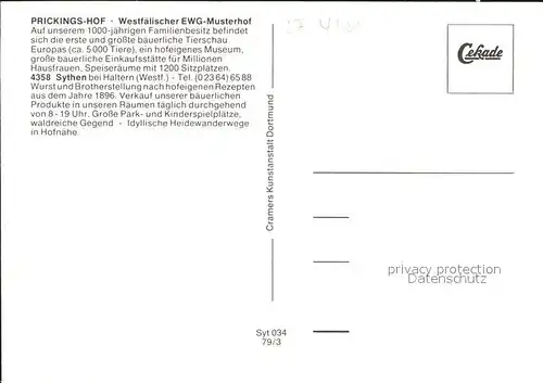 Sythen Prickings Hof Westfaelischer EWG Musterhof Kat. Haltern am See