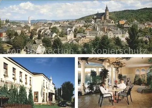 Schneeberg Erzgebirge Ortsansicht mit Kirche Berghotel Steiger Kat. Schneeberg