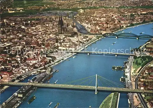 Koeln Rhein Bruecken Dom Fliegeraufnahme Kat. Koeln