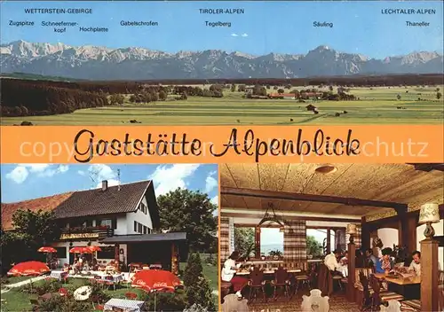 Bad Woerishofen Gasthaus Alpenblick Zugspitze Schneefernerkopf Hochplatte Gabelschrofen Tegelberg  Kat. Bad Woerishofen