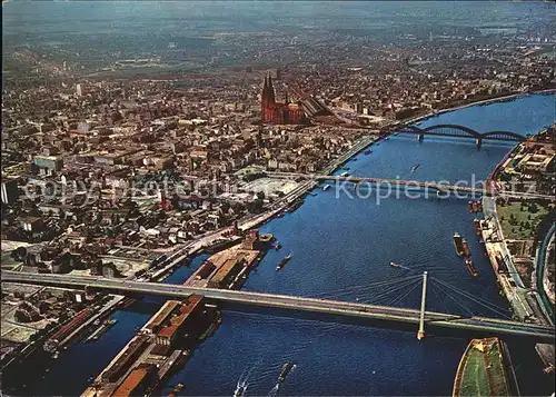 Koeln Rhein Fliegeraufnahme Rheinufer mit Dom Kat. Koeln