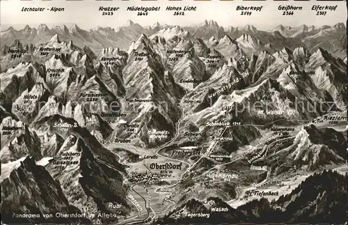 Oberstdorf Panoramakarte Kat. Oberstdorf