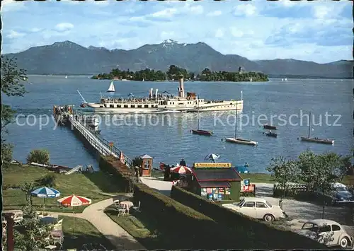 Chiemsee Gstadt Fraueninsel Hochfelln Hochgern Dampfer Kat. Chiemsee