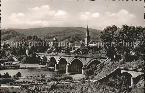 Lohr Main Mainbruecke Blick zur Stadt Kat. Lohr a.Main