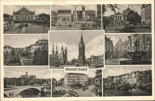 Halle Saale Marktplatz Eselsbrunnen Moritzburg Stadttheater Kat. Halle