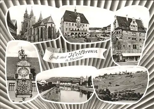 Heilbronn Neckar Kirche Rathaus Uhr Bruecke Panorama Kat. Heilbronn