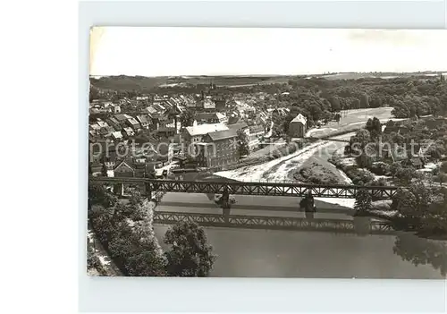 Rochlitz Sachsen Blick von der Lichten Jupe zur Stadt Bruecke Kat. Rochlitz