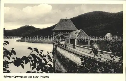 Edersee Sperrmauer mit Burg Waldeck Kat. Edertal