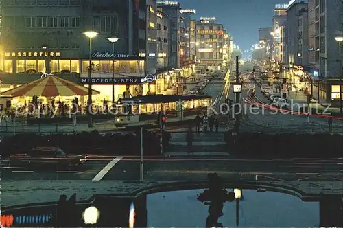 Mannheim Blick auf die Planken bei Nacht Strassenbahn Kat. Mannheim