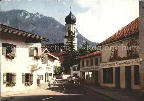 Oberammergau Dorfpartie Pfarrkirche Kat. Oberammergau