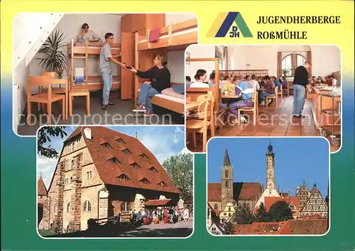 Rothenburg Tauber Jugendherberge Rossmuehle Zimmer Speisesaal Kirche Kat. Rothenburg ob der Tauber
