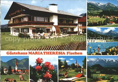 Fischen Allgaeu Gaestehaus Maria Theresia Ortsblick Schwimmbad KIrche Minigolf Kat. Fischen i.Allgaeu