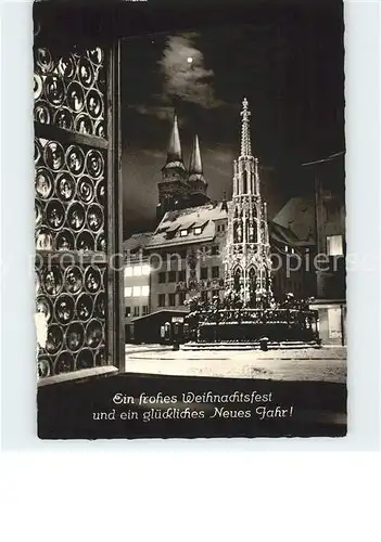 Nuernberg Brunnen mit St Sebalduskirche Kat. Nuernberg