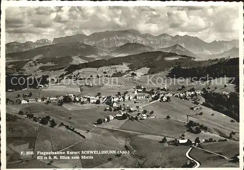 Schwellbrunn Fliegeraufnahme mit Saentis Kat. Schwellbrunn