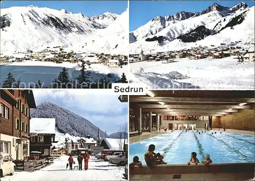 Sedrun Val Strem Culmatsch Piz Nair Hallenbad Dorfpartie Kat. Sedrun