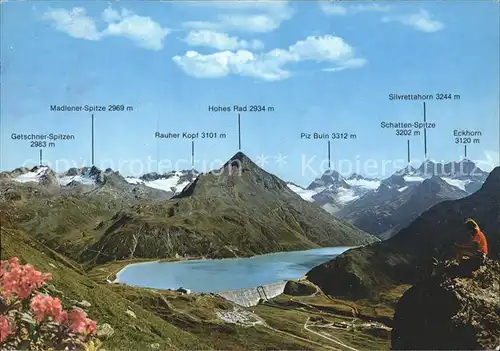 Silvretta Panoramakarte Madlener Spitze Getschner Spitzen Rauher Kopf Hohes Rad Kat. Silvretta