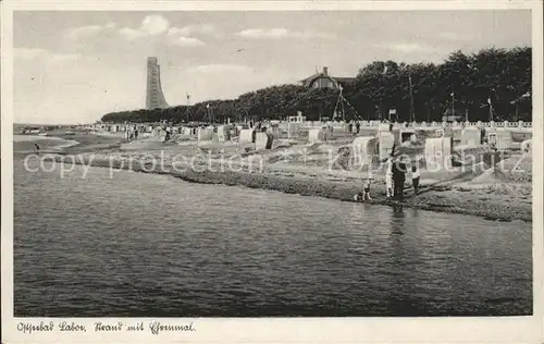 Laboe Ostseebad Strand mit Ehrenmal Kat. Laboe