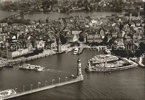 Lindau Bodensee Hafeneinfahrt Fliegeraufnahme Kat. Lindau (Bodensee)