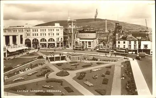 Swansea Castle Gardens Valentines Card Kat. Swansea