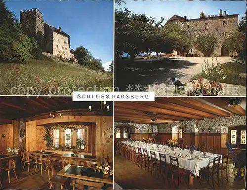 Brugg AG Schloss Habsburg Restaurant Garten Speisesaal Kat. Brugg