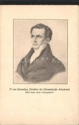 Duesseldorf Portrait P. von Cornelius Direktor der Duesseldorfer Akademie nach einer alten Lithographie Kat. Duesseldorf