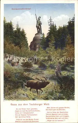 Hermannsdenkmal im Teutoburger Wald Hirsch Reh Kat. Detmold