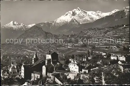 Sion VS Vue generale Grand Chavalard et Haut de Cry Berner Alpen Kat. Sion